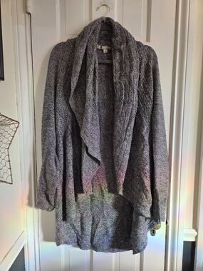 Debbie Morgan Gray Open-Front Cable Knit Cardigan